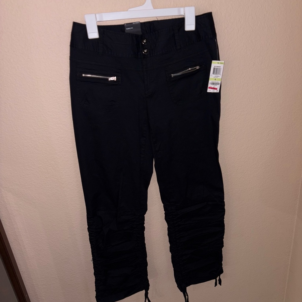 Macy's Black indie Pantsuit & Zipper Accents with adjustable ankle casual pants